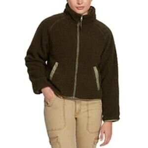 BASS OUTDOOR Women's Raglan Reversible Fleece Zip Jacket Green Warm Cozy NWT XL